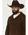 Image #2 - Cotton & Rye Men's Boot Barn Exclusive Solid Cable Knit Sweater, Dark Brown, hi-res