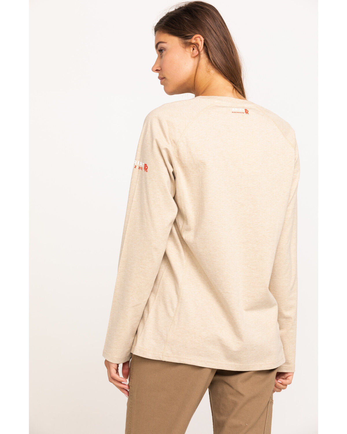 Image #2 - Ariat Women's FR Air Crew Long Sleeve Work Tee, Tan/brown, hi-res