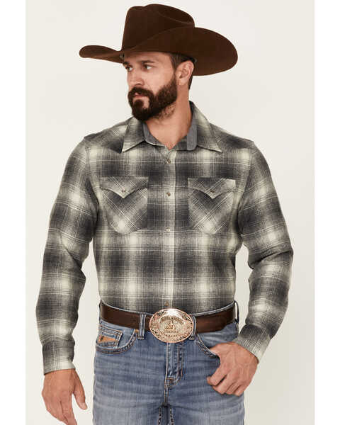 Pendleton Men's Charcoal Canyon Ombre Plaid Long Sleeve Button-Down Western Shirt , Charcoal, hi-res