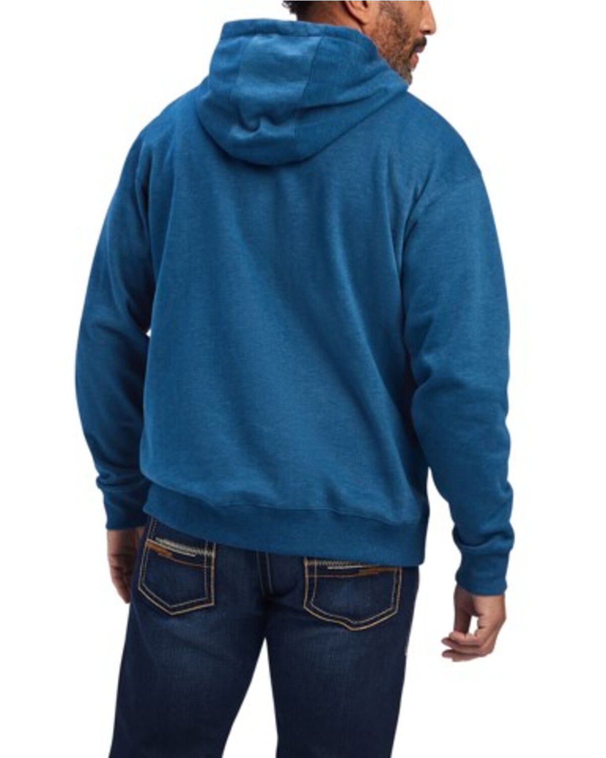 Image #2 - Ariat Men's Logo Graphic Hooded Sweatshirt - Tall, Blue, hi-res