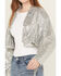 Image #3 - Saints & Hearts Women's Sequin Embellished Fringe Cropped jacket, Silver, hi-res