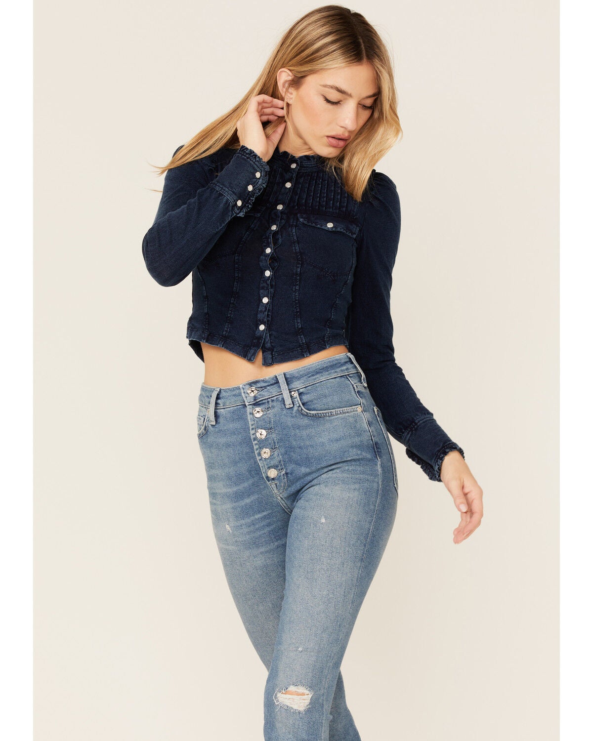 denim long tops
