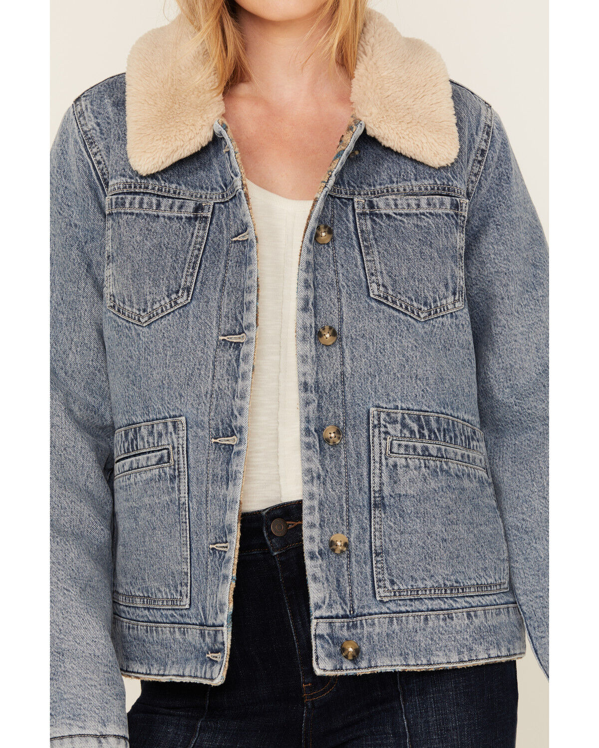 Image #3 - Idyllwind Women's Pony Up Reversible Denim Blanket Jacket, Light Wash, hi-res