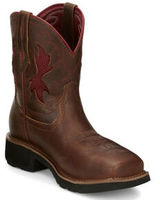 Justin Women's Lathey Western Work Boots - Nano Composite Toe, Brown, hi-res