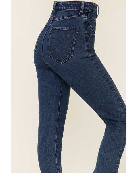 Image #3 - Wishlist Women's Dark Wash Acid Fading High Rise Skinny Jeans, Blue, hi-res