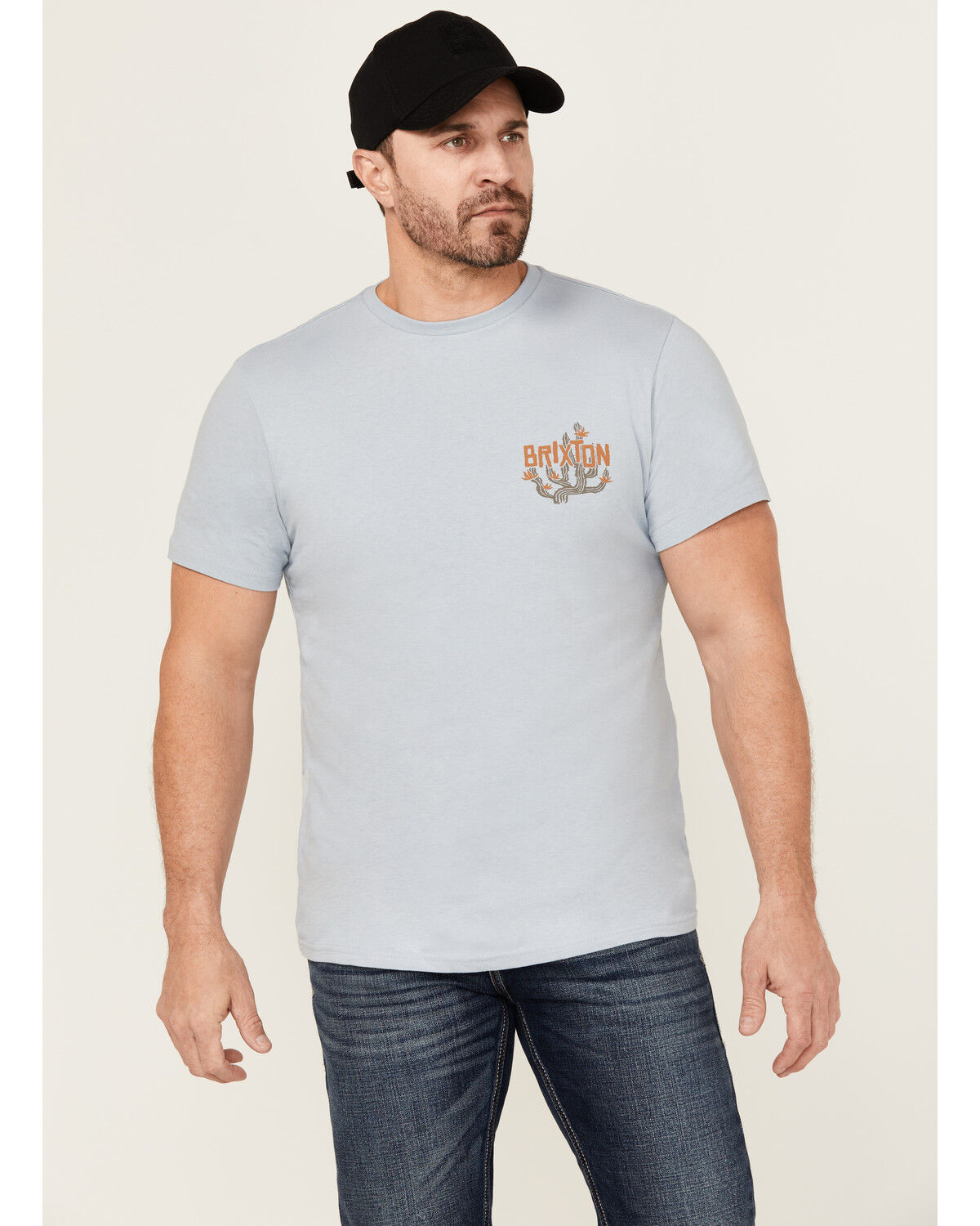 Image #1 - Brixton Men's Valley Cactus Short Sleeve Graphic T-Shirt, Light Blue, hi-res