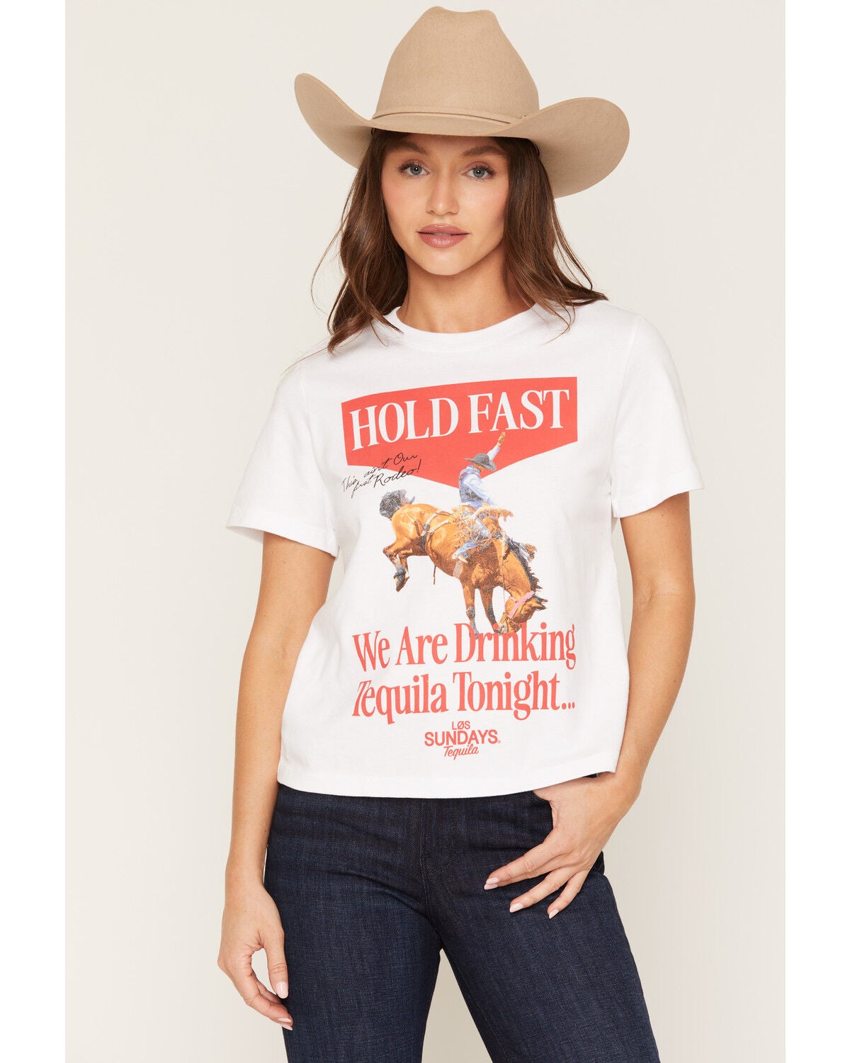 Los Sundays Women's Hold Fast Short Sleeve Graphic Tee, White, hi-res