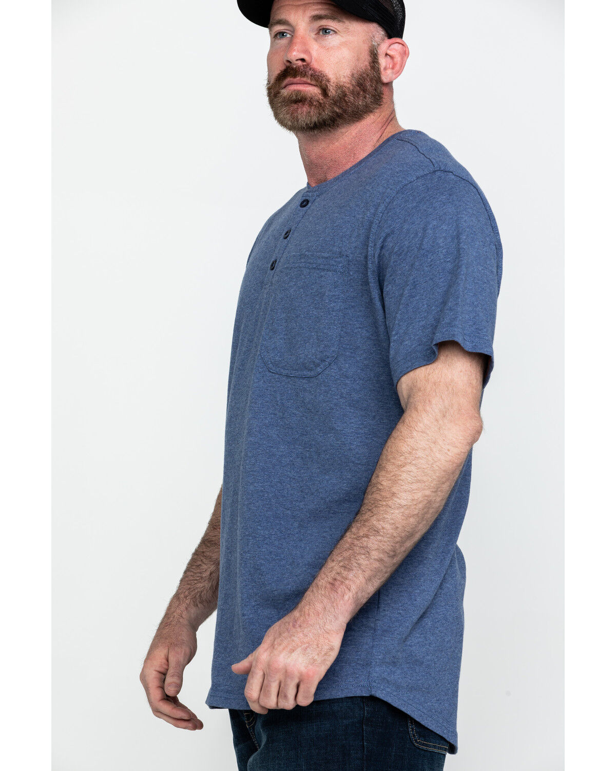Image #3 - Hawx Men's Pocket Henley Short Sleeve Work T-Shirt - Tall, Heather Blue, hi-res