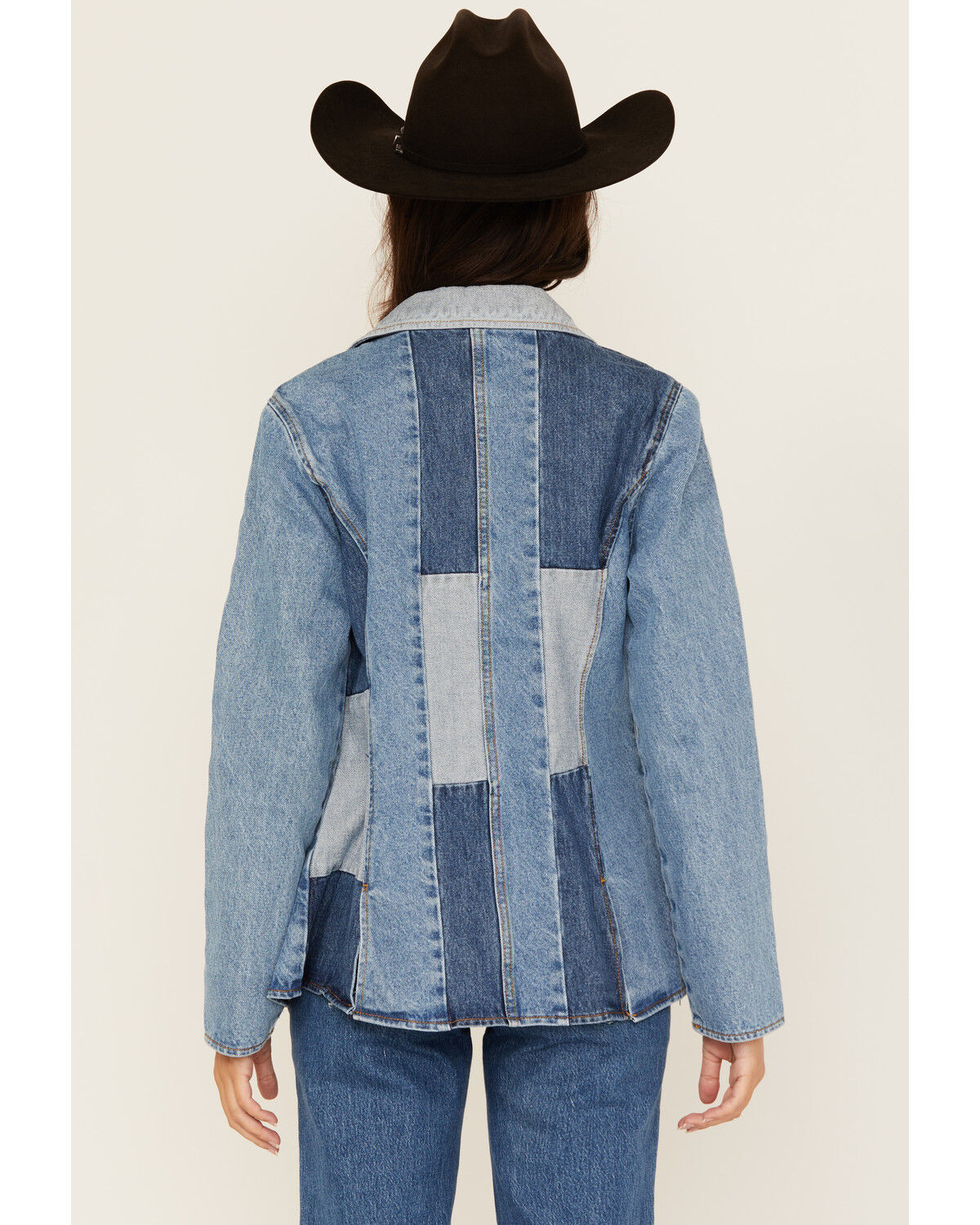 Image #4 - Wrangler x Lainey Wilson Women's Patchwork Denim Blazer, Blue, hi-res