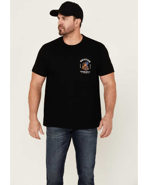 Image #1 - Brixton Men's Boot Barn Exclusive Americobra Short Sleeve Graphic T-Shirt , Black, hi-res
