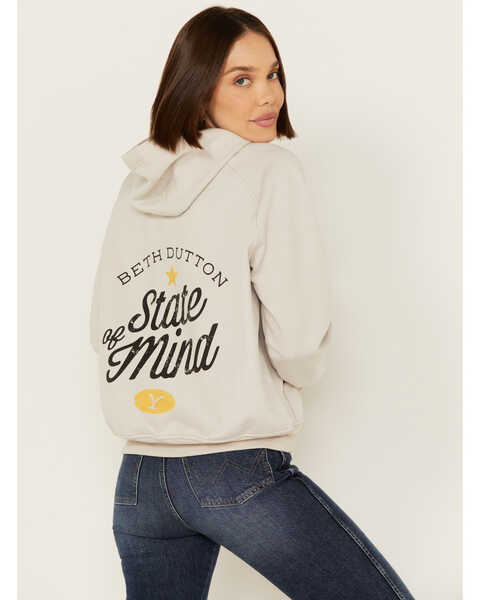 Image #3 - Paramount Network's Yellowstone Women's Dutton State of Mind Hoodie , Cream, hi-res