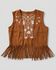 Image #2 - Fornia Girls' Floral Embroidered Faux Suede Vest, Camel, hi-res