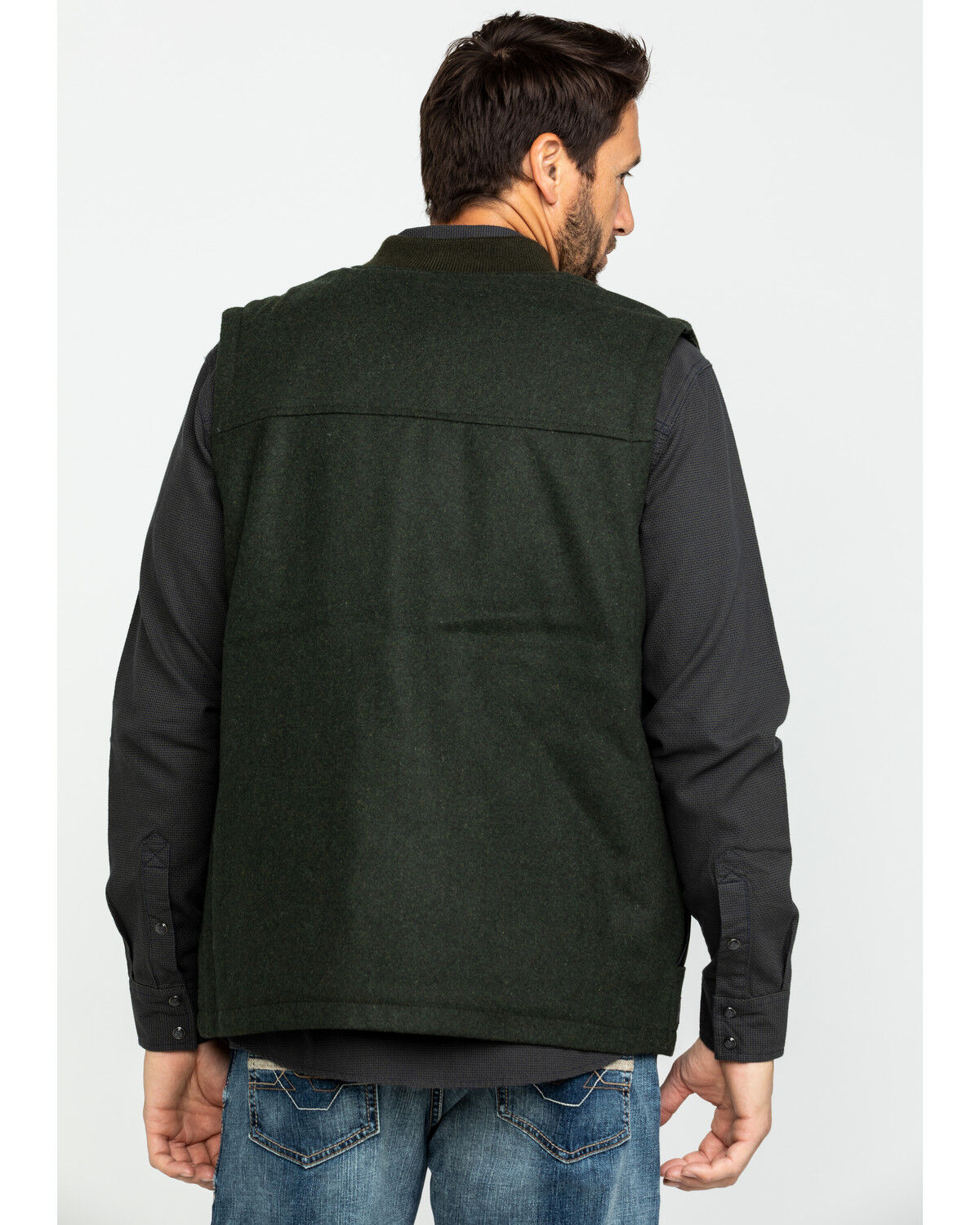 Image #2 - Cody James Men's Grover Wool Blend Leather Pocket Vest, Olive, hi-res