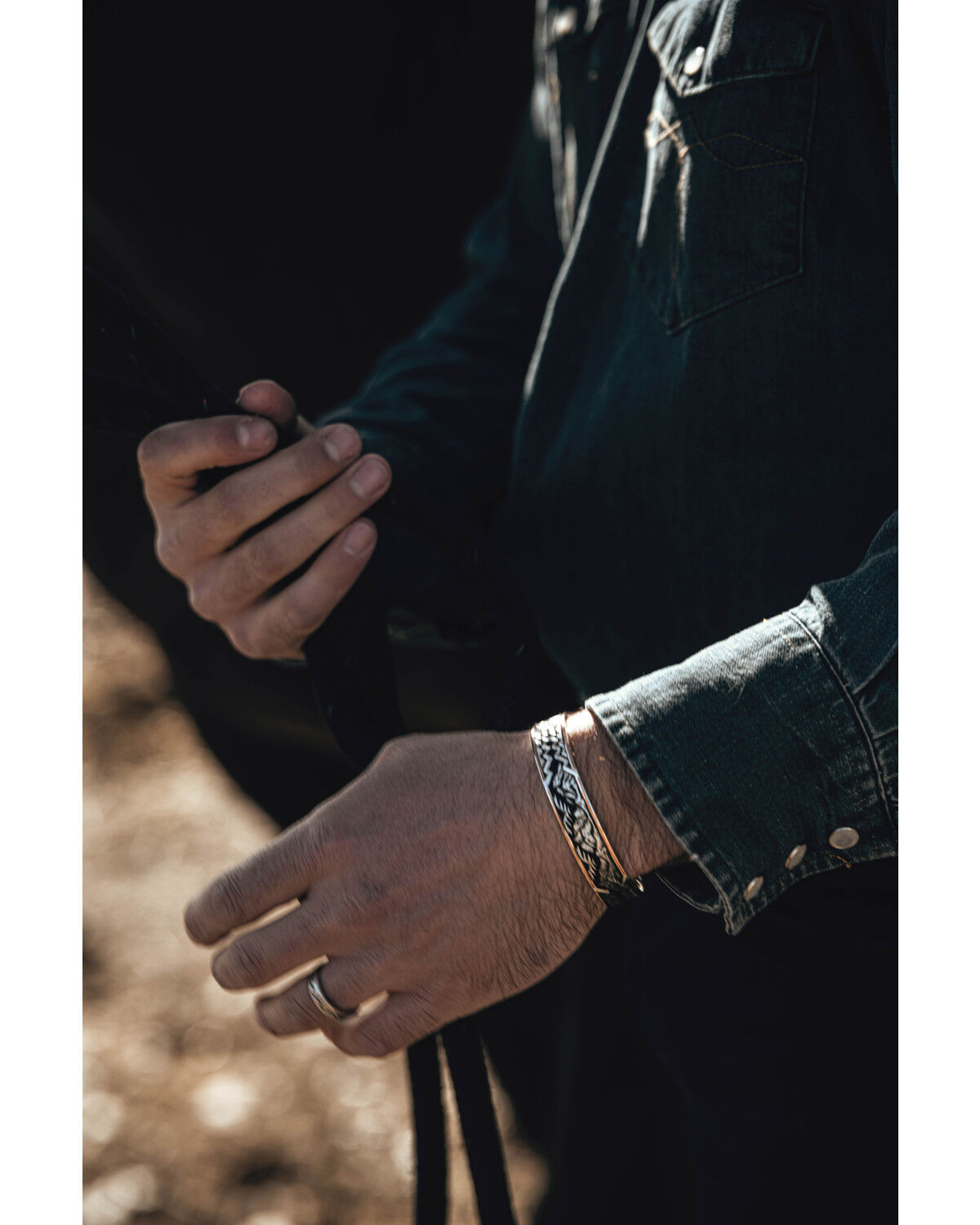 Image #3 - Montana Silversmiths X Ian Munsick Blacktooth Cuff Bracelet, Multi, hi-res