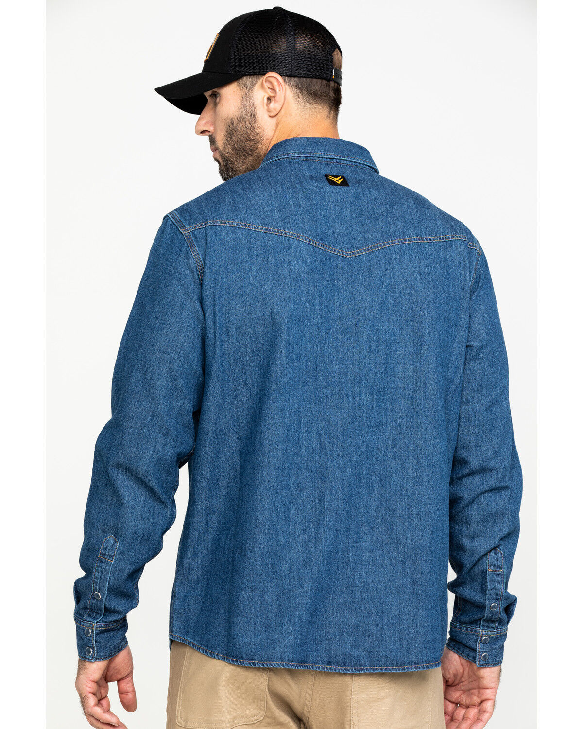 Image #2 - Hawx Men's Stonewashed Denim Snap Western Long Sleeve Work Shirt - Tall, Blue, hi-res