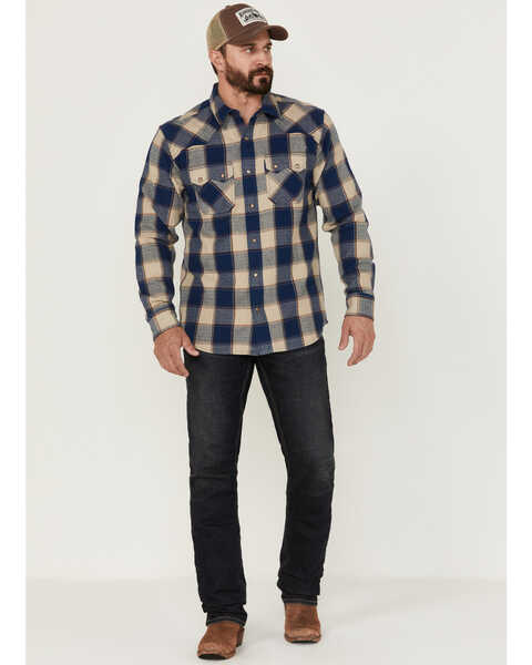 Image #2 - Ariat Men's Howie Retro Plaid Long Sleeve Snap Western Flannel Shirt , Tan, hi-res