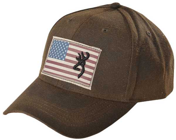 Browning American Flag Buckmark Logo Ball Cap, Brown, hi-res