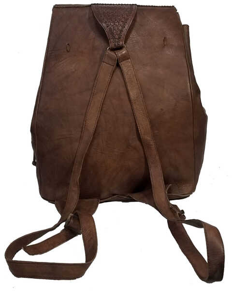 Image #2 - Kobler Leather Women's Tooled Backpack, Dark Brown, hi-res