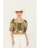 Image #1 - Band of the Free Women's Crochet Floral Print Top, Sage, hi-res