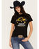 Image #1 - Changes Women's Yellowstone Train Station Short Sleeve Graphic Tee, Black, hi-res