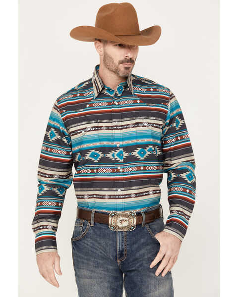 Roper Men's Vintage Southwestern Long Sleeve Pearl Snap Western Shirt, Multi, hi-res