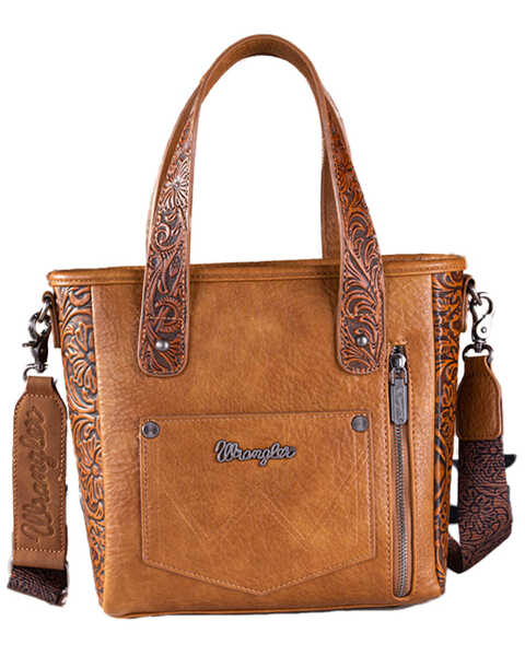 Image #1 - Wrangler Women's Tooled Concho Crossbody Mini Bag , Brown, hi-res