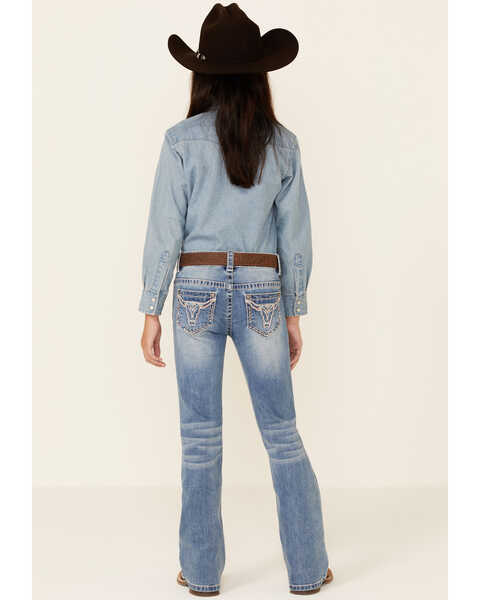 Shyanne Girls' Medium Wash Longhorn Pocket Regular Bootcut Jeans - Big, Blue, hi-res
