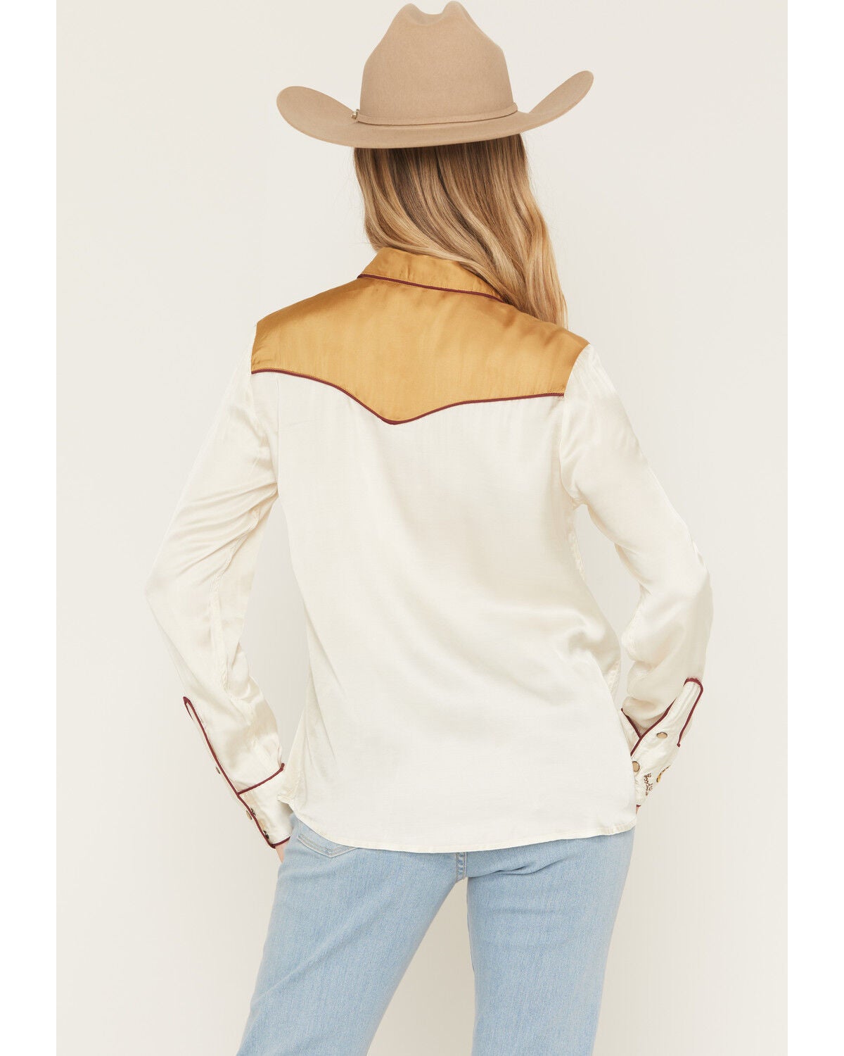 Image #4 - Kimes Ranch Women's Merada Western Embroidered Long Sleeve Snap Western Shirt, Gold, hi-res