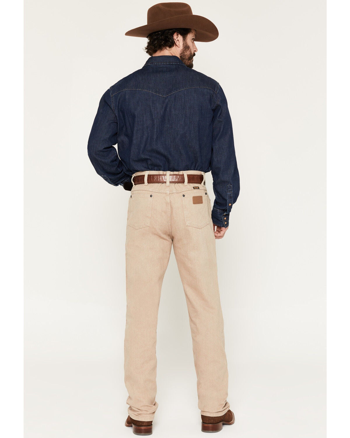 Image #3 - Wrangler Men's 936 High Rise Prewashed Cowboy Cut Slim Straight Jeans, Tan, hi-res