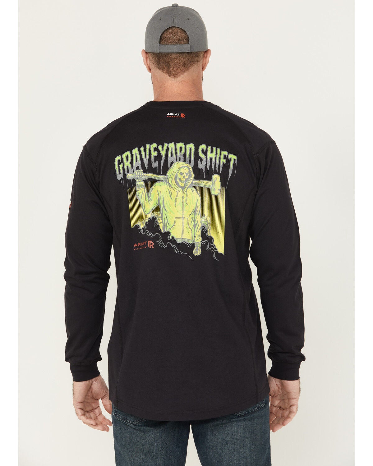 Ariat Men's FR Air Graveyard Shift Long Sleeve Pocket Work T-Shirt, Black, hi-res