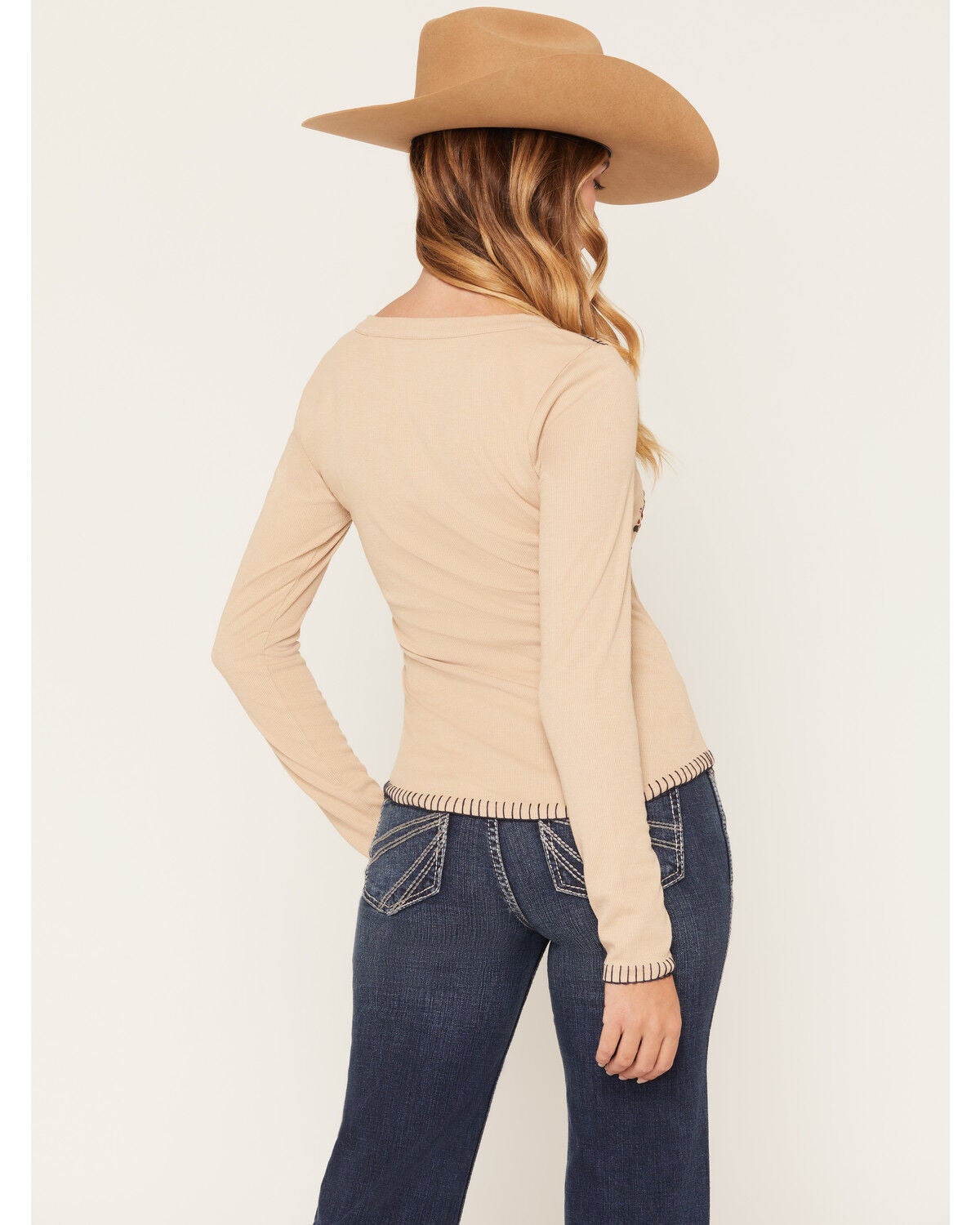 Image #4 - Shyanne Women's Horse Embroidered Long Sleeve Graphic Top, Khaki, hi-res