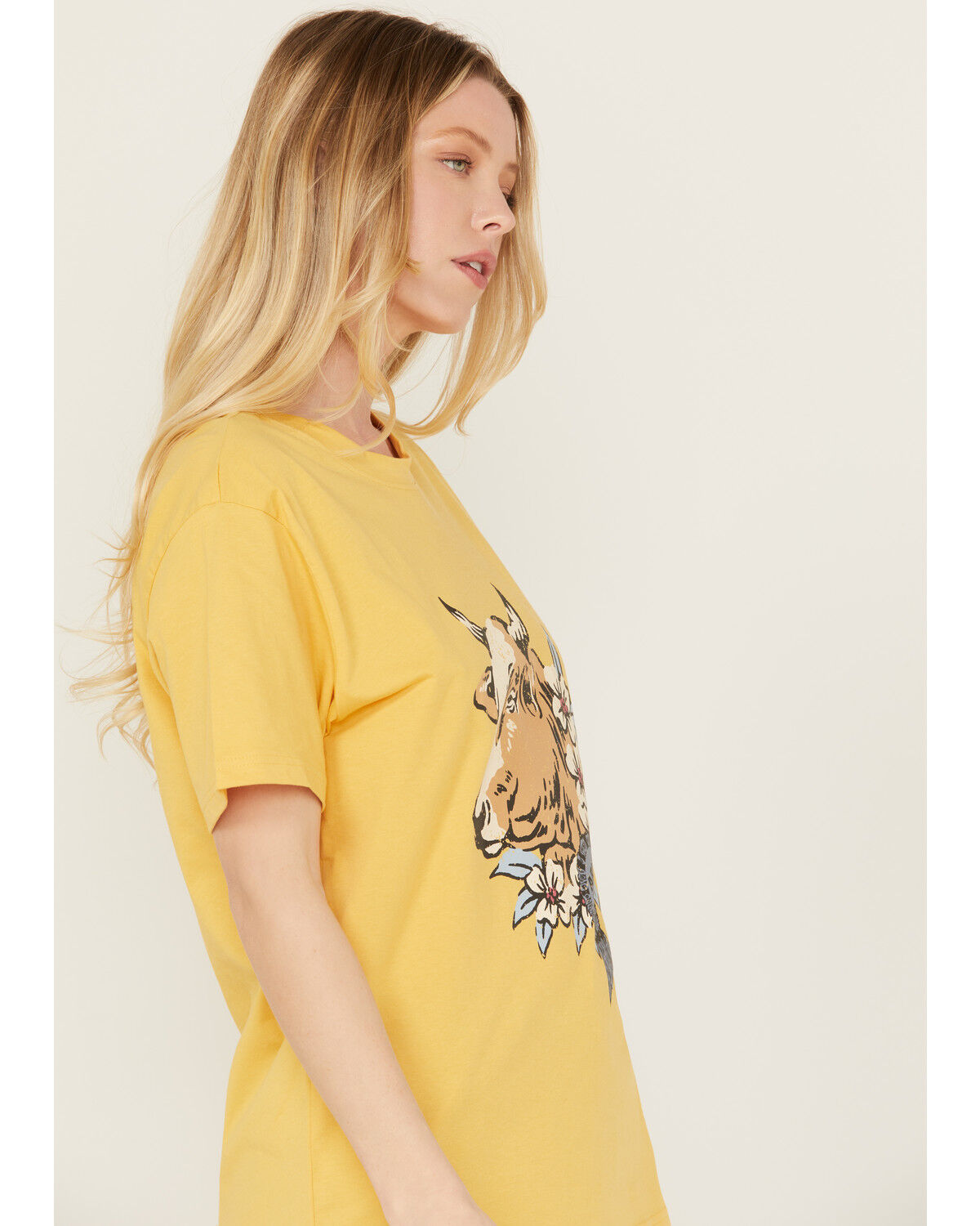 Image #2 - Ariat Women's Cow Short Sleeve Graphic Tee, Yellow, hi-res
