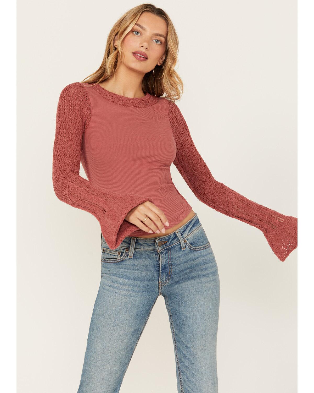 Image #1 - Free People Women's Cuffing Season Top, Pink, hi-res
