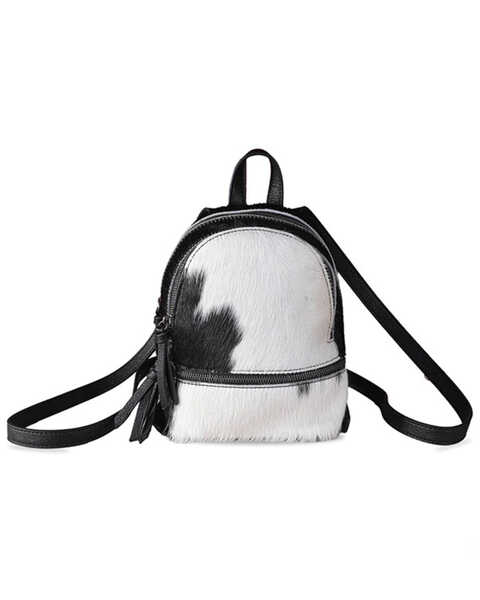 Trinity Ranch Women's Hairon Cowhide Mini Backpack , Black, hi-res