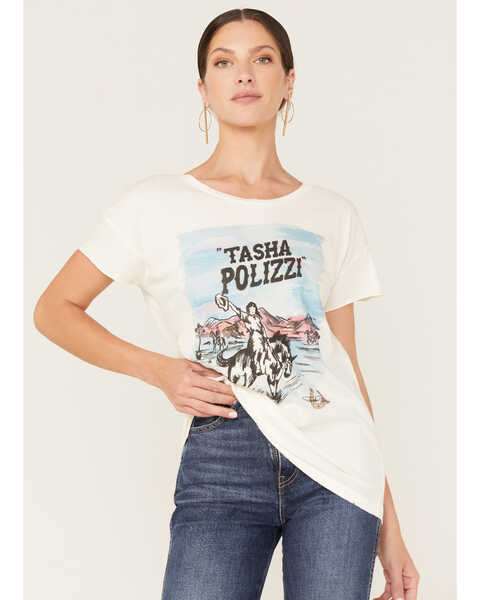 Tasha Polizzi Women's Title Watercolor Desert Scene Logo Graphic Tee, Ivory, hi-res