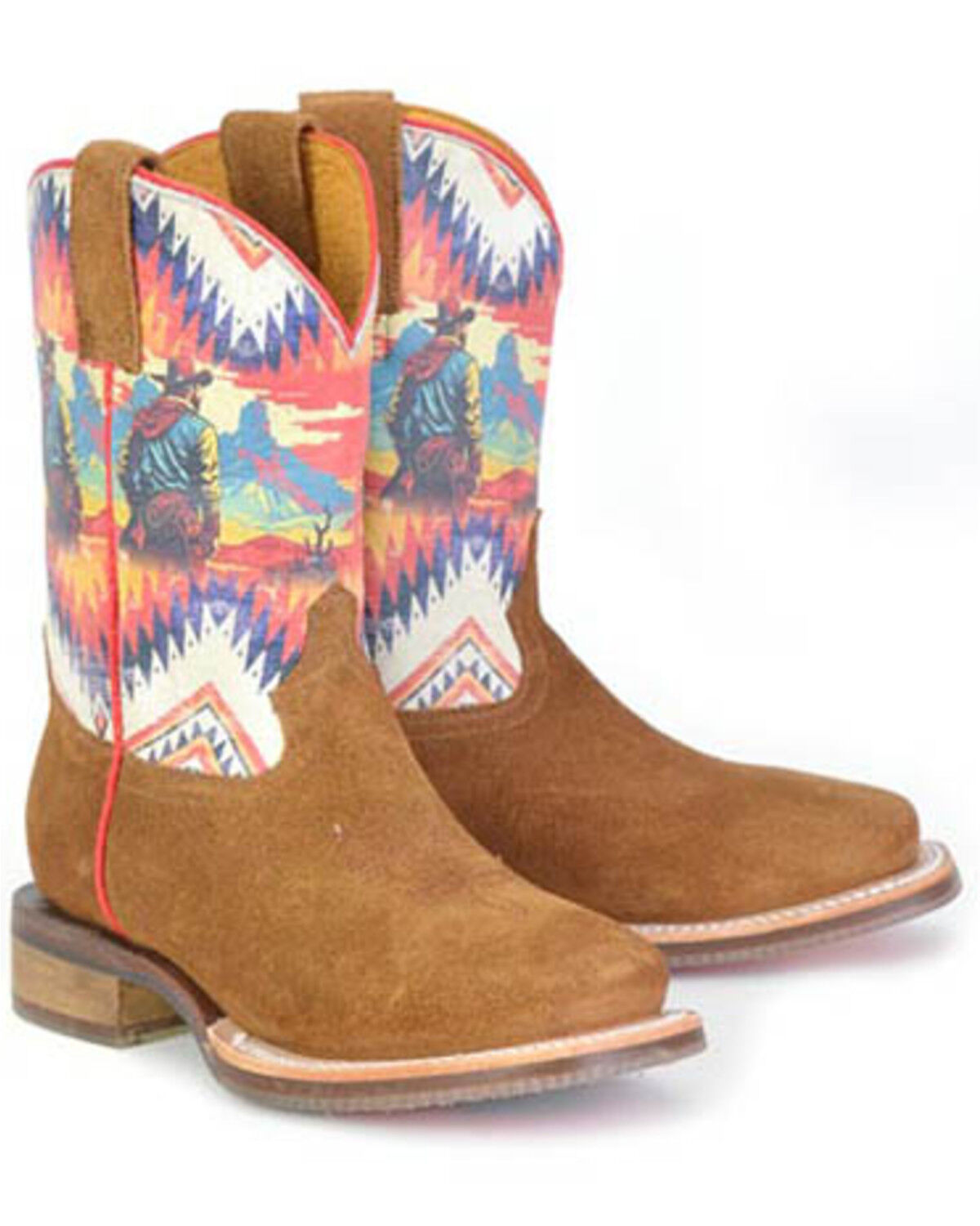 Image #1 - Tin Haul Boys' High Plains Suede Western Boots - Broad Square Toe, Tan, hi-res