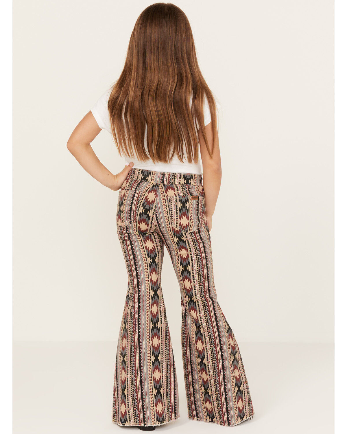 Image #3 - Rock & Roll Denim Girls' Southwestern Stripe Print Flare Jeans, Tan, hi-res