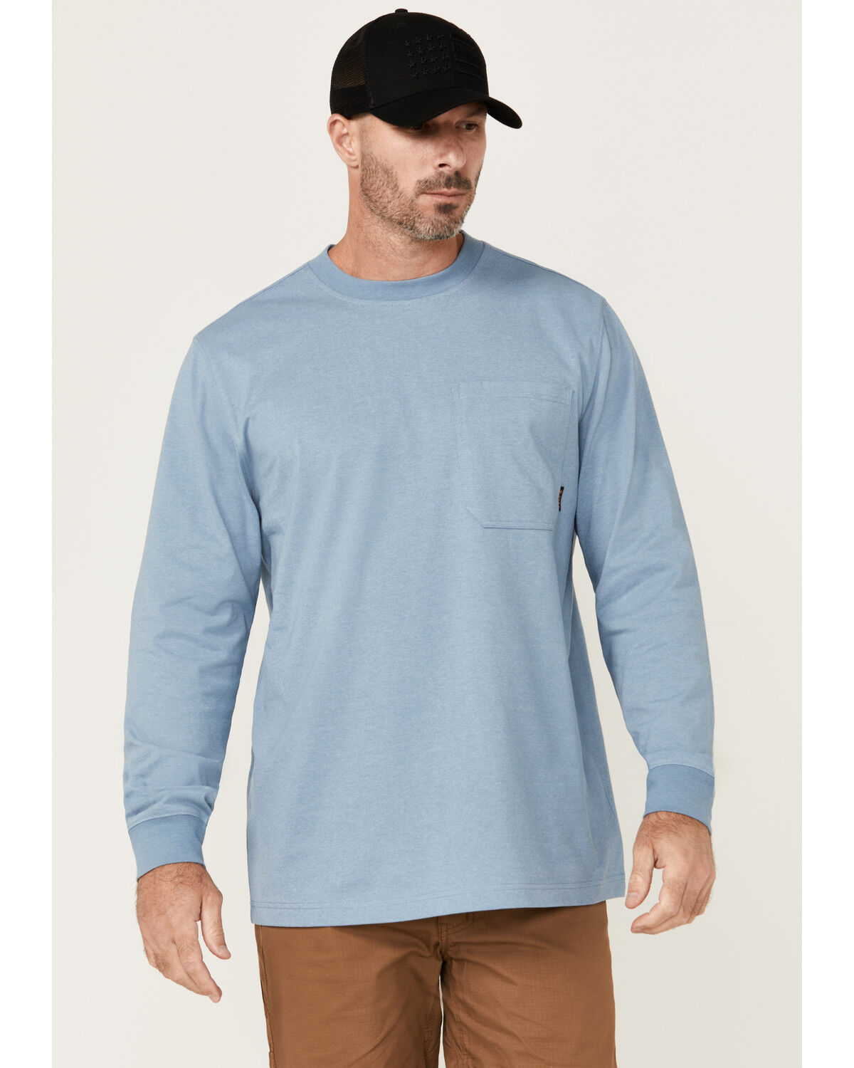 Image #1 - Hawx Men's Forge Long Sleeve Work T-Shirt, Light Blue, hi-res