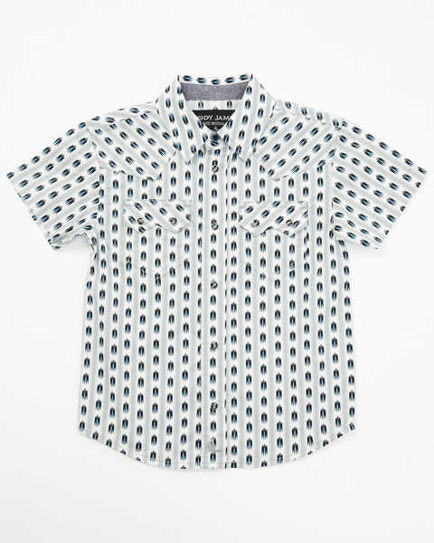 Cody James Toddler Boys' Striped Print Short Sleeve Snap Western Shirt, White, hi-res