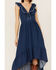 Image #4 - Molly Bracken Women's Ruffle Trim Cross Back Maxi Dress, Dark Blue, hi-res