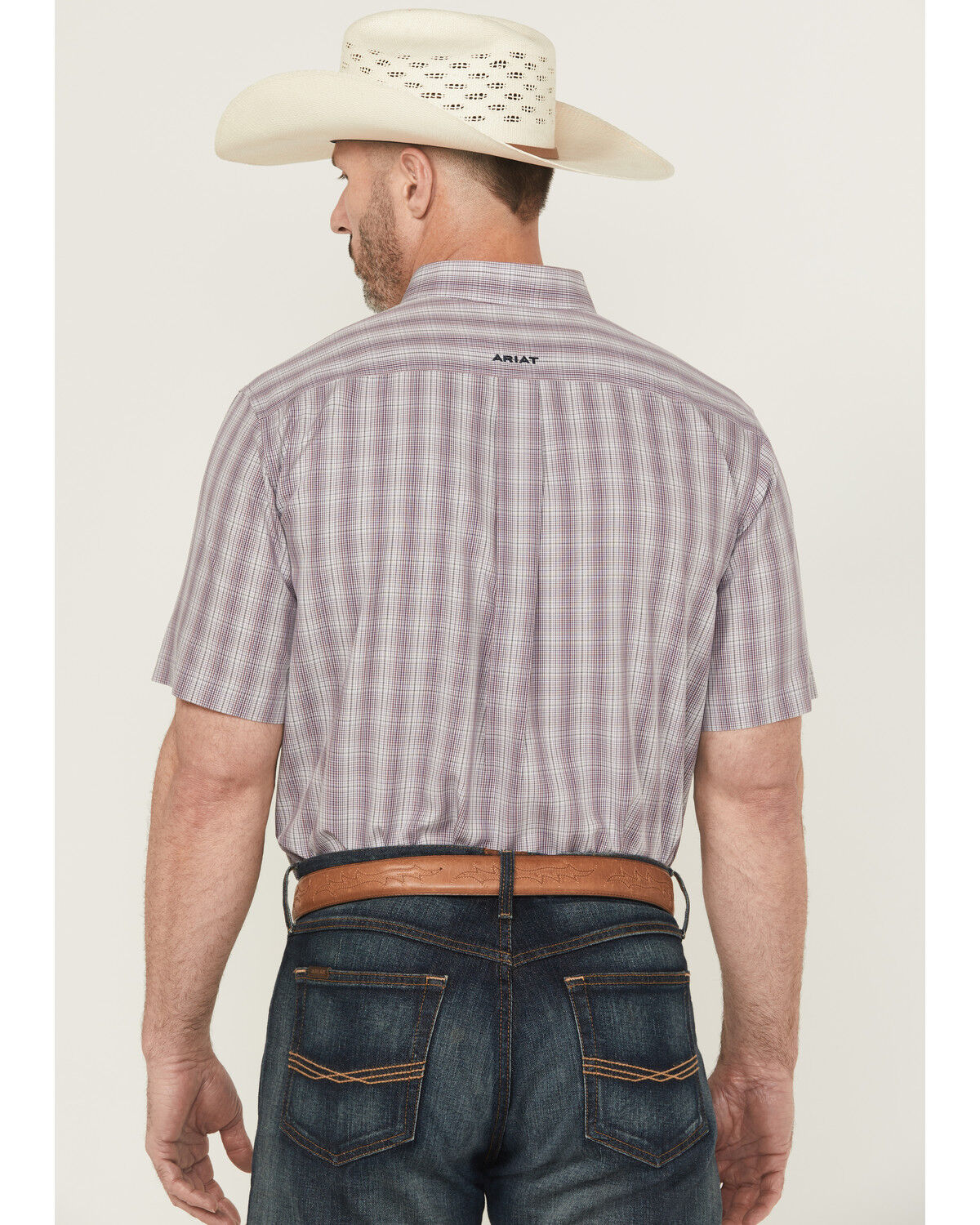 Image #4 - Ariat Men's Roy Plaid Print Short Sleeve Button-Down Western Shirt, Grey, hi-res