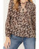 Image #3 - Revel Women's Floral Print Long Sleeve Peasant Top, Taupe, hi-res
