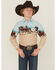 Image #1 - Panhandle Slim Boys' Horses And Beach Border Long Sleeve Snap Western Shirt, Tan, hi-res
