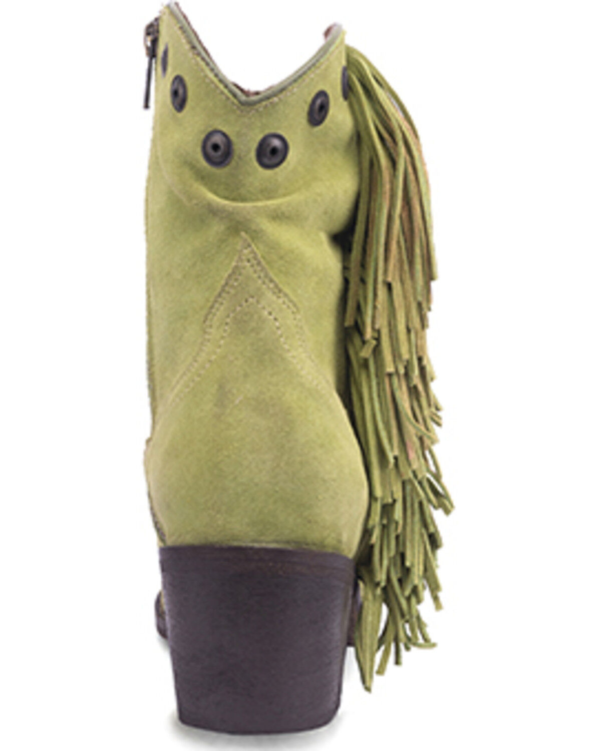 Image #4 - Circle G Women's Studded Suede Fringe Ankle Boots - Round Toe, Green, hi-res