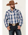 Image #1 - Stetson Men's Ombre Large Plaid Print Long Sleeve Pearl Snap Western Shirt , , hi-res