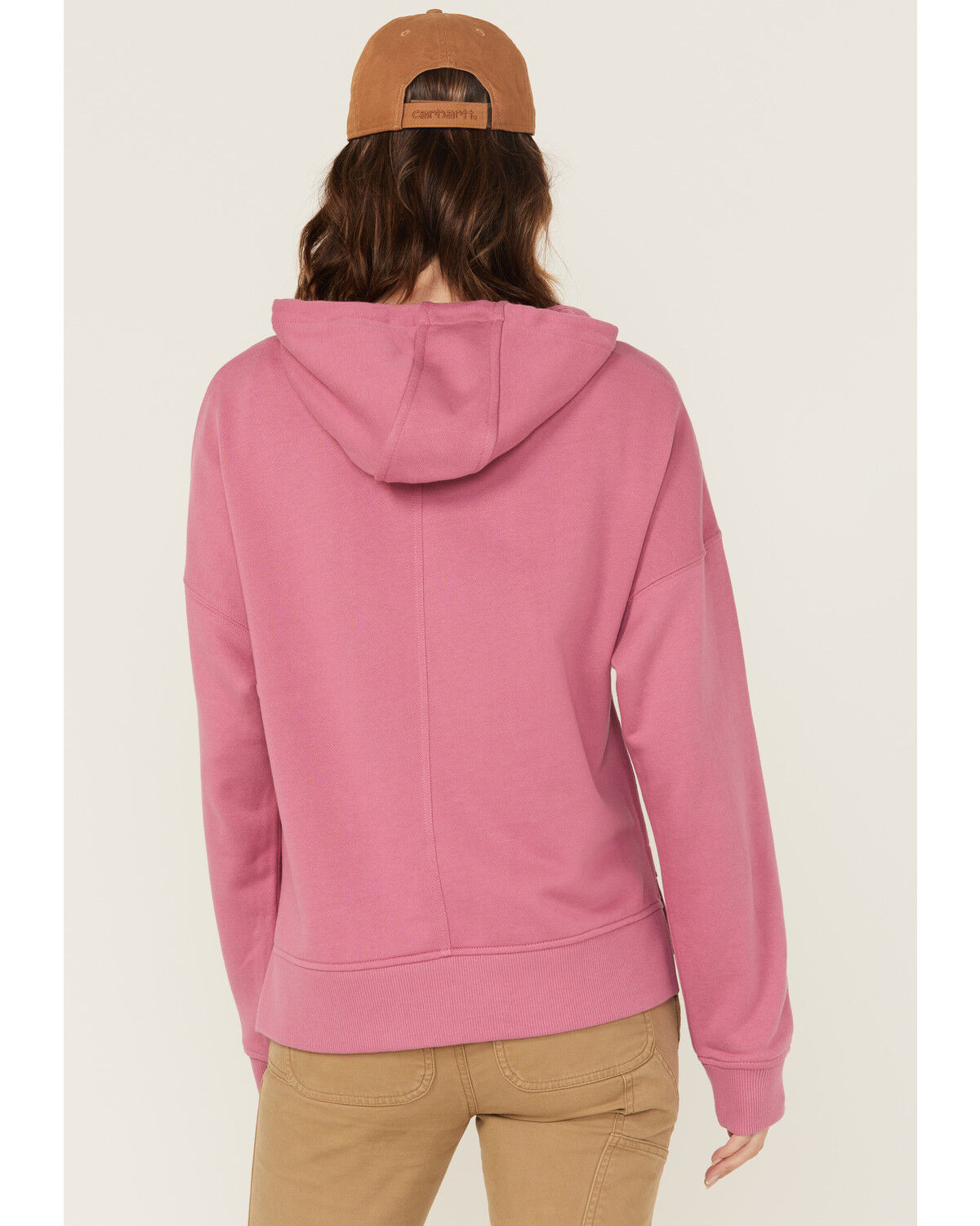 Image #4 - Carhartt Women's Tencel™ Fiber Series Loose Fit Graphic Hoodie, Dark Pink, hi-res