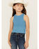Image #1 - Fornia Girls' High Neck Tank Top, Blue, hi-res
