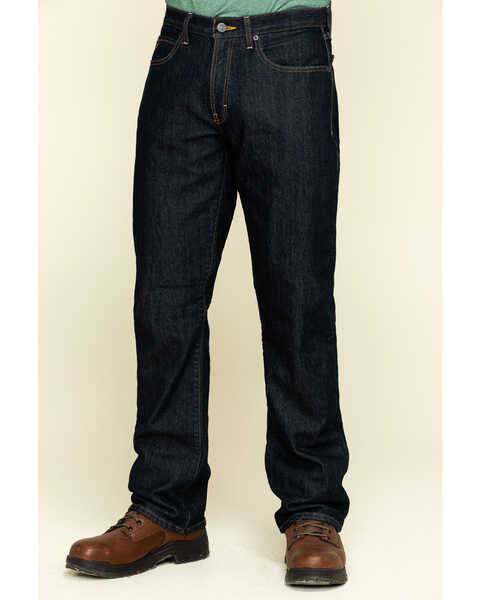 Image #2 - Ariat Men's M4 Rebar Durastretch Flannel Lined Low Bootcut Work Jeans , Blue, hi-res