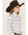 Image #3 - Ariat Girls' Geo Striped Long Sleeve Snap Western Shirt, Navy, hi-res