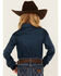 Image #4 - Shyanne Girls' Solid Rhinestone Long Sleeve Snap Stretch Western Shirt, Blue, hi-res